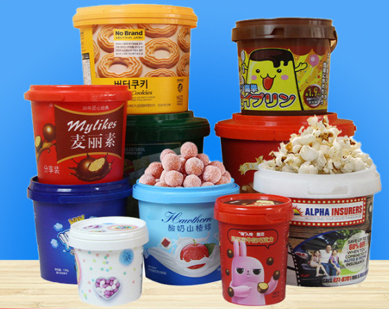 Специальное точное печать хранилища пищевых продуктов пластиковый ведро с IML тепловой передачи / печать на экране
